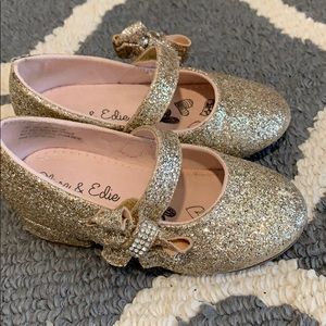Toddler size 7 gold and silver dress shoes